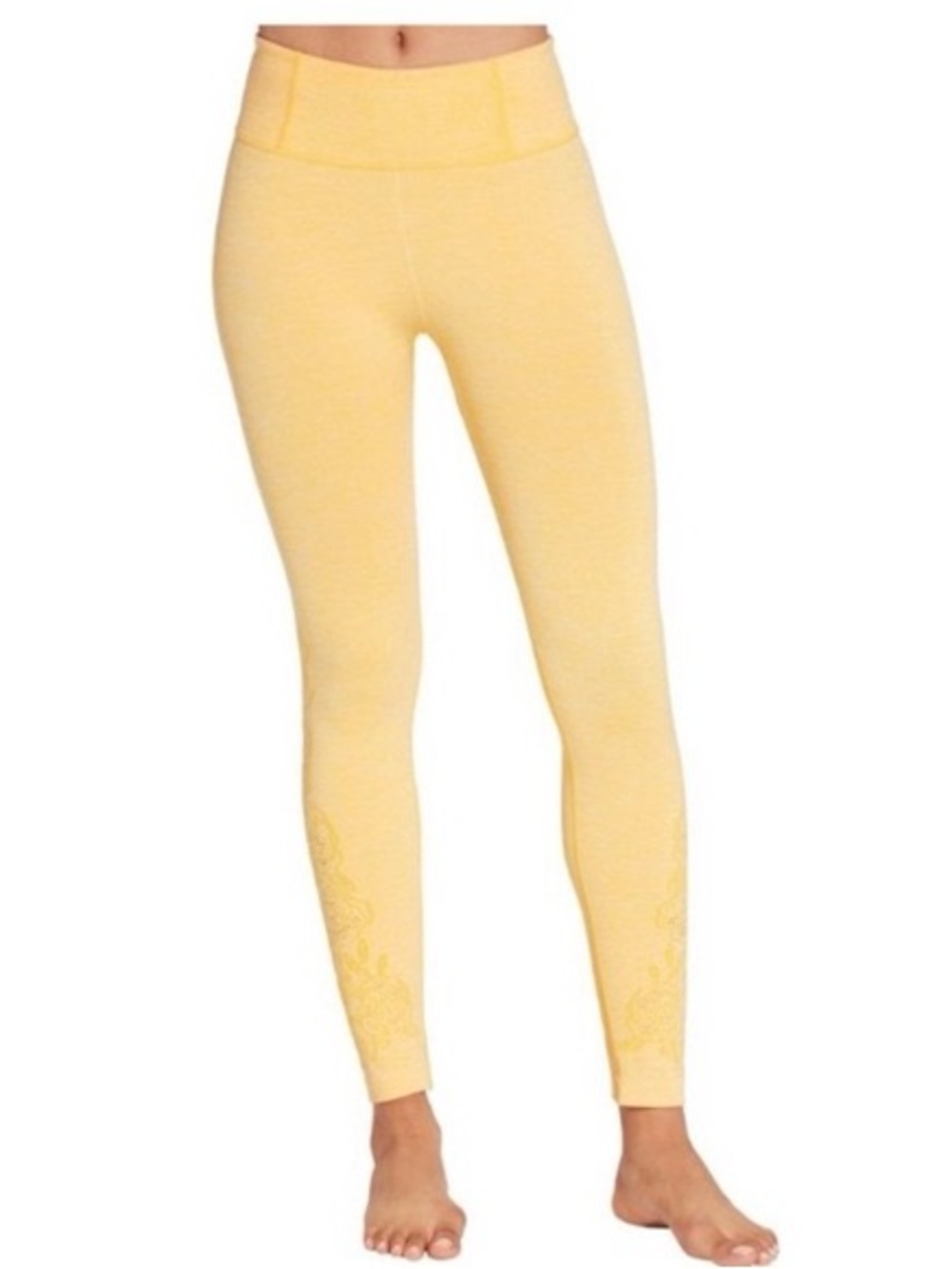 Calia Carrie Underwood Yellow Floral Embroidered 7/8  Athletic Leggings Medium